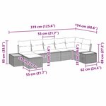 vidaXL Ensemble de Canapé de Jardin 7 Pièces avec Coussins Noir en Poly Rattan