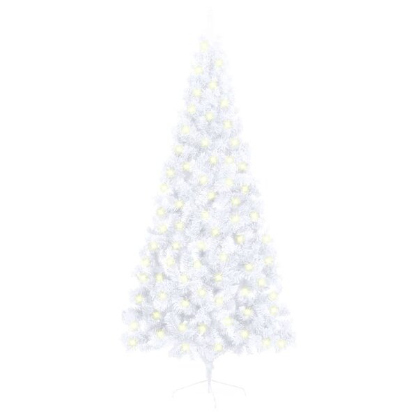 vidaXL Sapin de Noël artificiel pré-éclairé moitié/support blanc 180cm