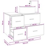 vidaXL Vanité de lavabo mural Chêne artisanal 49 5 x 44 5 x 65 5 cm