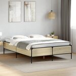 vidaXL Cadre de lit chêne sonoma 140x200 cm bois d'ingénierie et métal