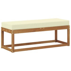 vidaXL Banc de jardin avec coussin Naturel et Crème 115 x 43 x 45 cm