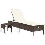vidaXL Chaise longue avec table et coussin marron résine tressée