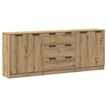 vidaXL Buffets 3 Pièces chêne artisanal 60x30x70 cm bois d'ingénierie