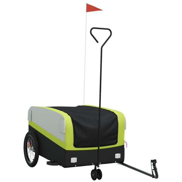vidaXL Remorque de vélo noir et vert 45 kg fer
