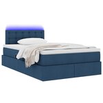 vidaXL Lit de rangement LED avec matelas Bleu 120 x 190 cm Tissu