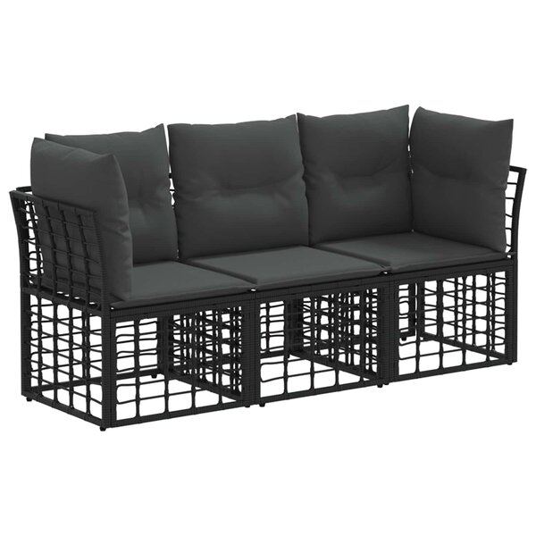 vidaXL Ensemble de canapés d'extérieur Noir Polyester