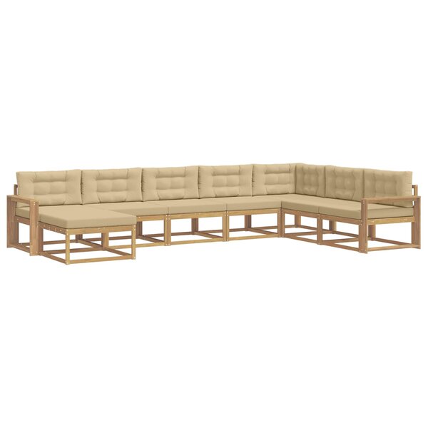 vidaXL Ensemble de canapés d'extérieur 8 Pièces Blanc et Beige