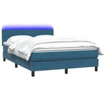 vidaXL Sommier à lattes de lit et matelas et LED bleu foncé 140x210cm velours