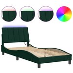 vidaXL Cadre de lit avec LED sans matelas Hanko vert foncé 90x200 cm velours