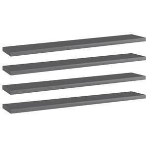 vidaXL Panneaux bibliothèque 4 Pièces Gris brillant 60x10x1 5cm Aggloméré