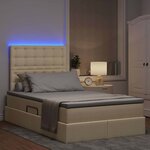 vidaXL Lit de rangement LED avec matelas Crème 120 x 190 cm Tissu