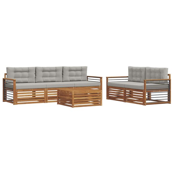 vidaXL Ensemble de canapés d'extérieur 6 Pièces Gris Naturel et Clair