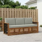 vidaXL Ensembles de canapés avec coussin 3 Pièces Bois d'Acacia Massif