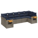 vidaXL Salon de jardin 7 Pièces avec coussins gris résine tressée
