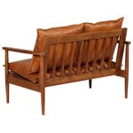 vidaXL Ensemble de canapés 3 Pièces Cuir véritable Bois massif d'acacia