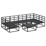 vidaXL Ensemble de canapé de jardin avec coussin 7 Pièces Noir Aluminium
