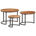 vidaXL Tables gigognes 3 Pièces bois massif d'acacia