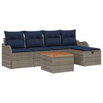 vidaXL Ensemble de canapé de jardin avec coussin 6 Pièces Gris Poly rotin