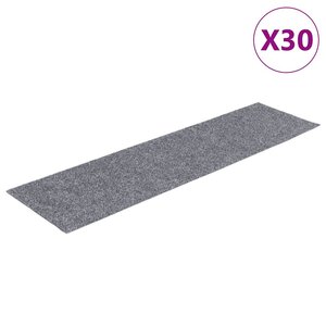 vidaXL Tapis d'escalier autocollants 30 pièces 76 x 20 cm Gris clair Rectangulaire