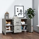 vidaXL Buffet gris béton 100x36x60 cm bois d'ingénierie
