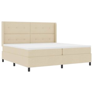 vidaXL Lit à ressort LED avec matelas Crème 200 x 200 cm tissu