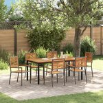 vidaXL Ensemble de salle à manger de jardin 7 pièces en gris en poly rotin acacia