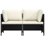 vidaXL Canapé de jardin à 2 places avec coussins Noir Résine tressée