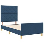 vidaXL Cadre de lit avec tête de lit Bleu 100 x 200 cm tissu