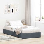 vidaXL Lit de Rangement avec matelas Gris foncé 100 x 190 cm Velours