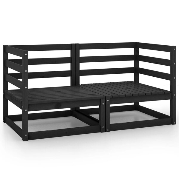 vidaXL Canapé à 2 places de jardin Noir Bois de pin solide