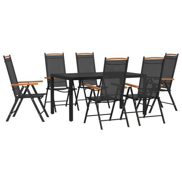 vidaXL Ensemble à manger de jardin 7 Pièces noir aluminium