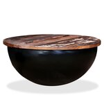vidaXL Table basse Bois de récupération massif Noir Forme de bol