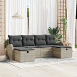 Ensemble de Canapé de Jardin vidaXL 6 Pièces avec Coussins Gris Clair Rotin Poly