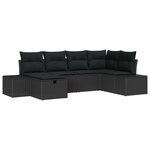 vidaXL Ensemble de canapé de jardin de 6 pièces avec coussins en poly rattan noir