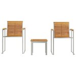 vidaXL Transat 3-personne 3 Pièces Marron 200 x 60 x 88cm Teck massif