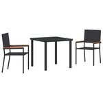 vidaXL Ensemble de salle à manger pour jardin 3 Pièces Noir Poly rotin