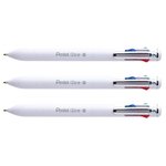 Stylo à bille rétractable 4 couleurs iZee  blanc x 3 PENTEL