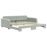 vidaXL Lit de jour avec lit gigogne gris clair 100x200 cm velours