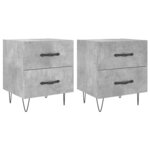 vidaXL Tables de chevet 2Pièces gris béton 40x35x47 5cm bois d’ingénierie