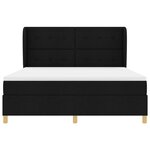 Lit à ressort box avec matelas noir 180x200 cm en tissu