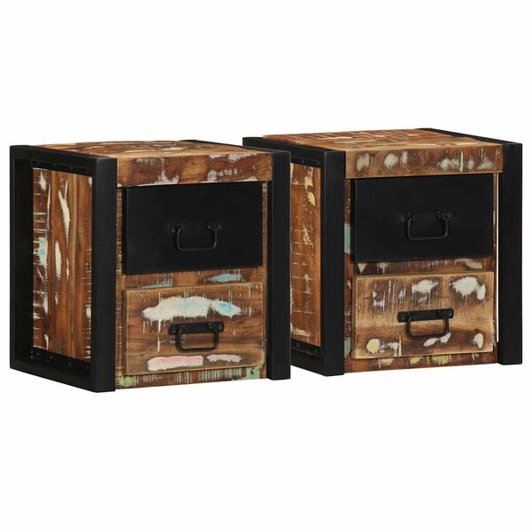vidaXL Tables de chevet 2 Pièces multicolore 40x35x40cm bois récupération