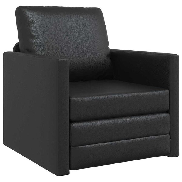 vidaXL Sofa Lit de Sol avec coussin Noir 74 x 77 x 81 cm Faux cuir