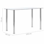 vidaXL Table à manger Transparent 120x60x75 cm Verre trempé