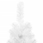 vidaXL Demi sapin de Noël artificiel mince avec support Blanc 210 cm