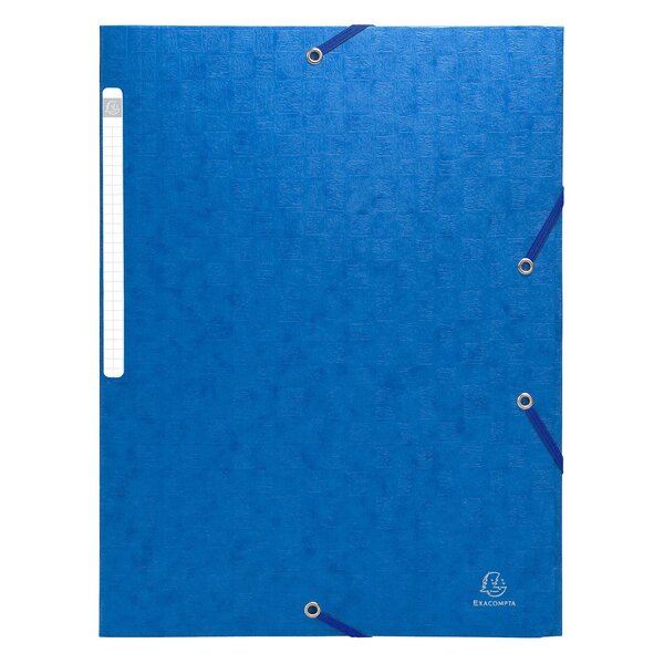 Chemises À Élastiques Carte Lustrée 3 Rabats Monobloc - Bleu - X 50 - Exacompta