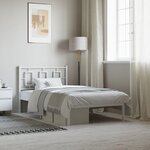 vidaXL Cadre de lit métal avec tête de lit blanc 100x200 cm