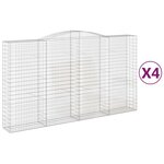 vidaXL Paniers à gabions arqués 4 Pièces 400x50x220/240 cm Fer galvanisé