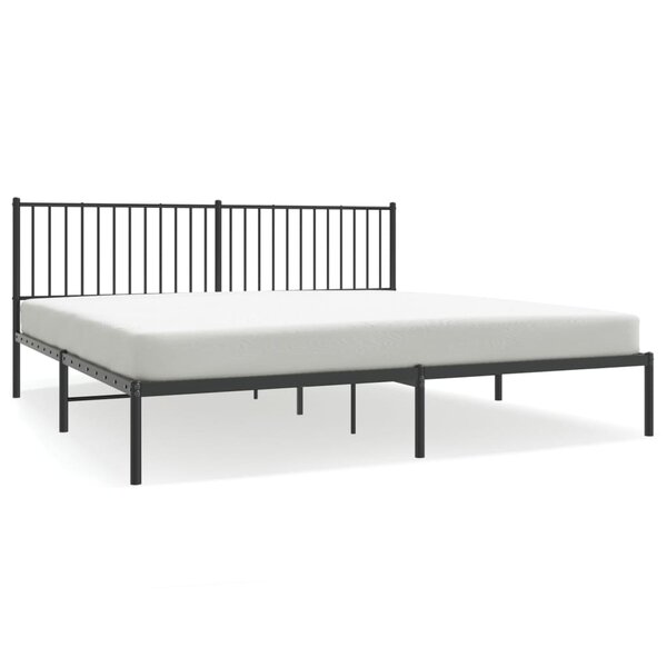 vidaXL Cadre de lit métal sans matelas avec tête de lit noir 200x200cm