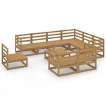 vidaXL Salon de jardin 10 Pièces marron miel bois de pin massif