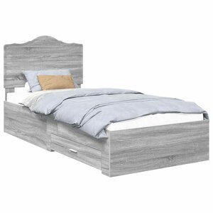 vidaXL Cadre de lit Gris Sonoma 100 x 200 cm Bois d'ingénierie